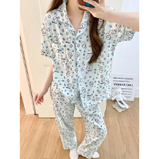 批发外单新款<b class='q'>大码</b>云朵棉夏季短袖长裤<b class='q'>睡衣</b>女<b class='q'>大码</b>家居服两件套