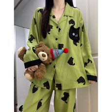 批发云朵棉 睡衣女春秋长袖睡衣长袖长裤家居服套装原版宽松款