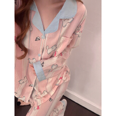 批发云朵棉 睡衣女春秋长袖睡衣长袖长裤家居服套装原版宽松款