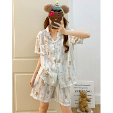 新款云朵棉直播跨境外单睡衣家居服短袖短裤夏季宽松卡通套装