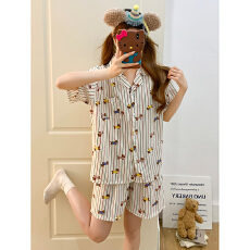 新款云朵棉直播跨境外单睡衣家居服短袖短裤夏季宽松卡通套装