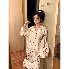 260克德绒睡衣女冬季新款宽松大码卡通家居服套装开衫可外穿德绒