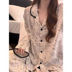 云朵棉睡衣女冬季新款宽松大码不规则家居服套装开衫可外穿