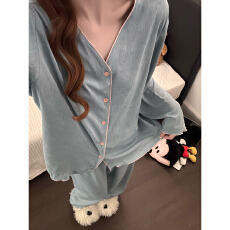 批发新款提花睡衣女冬季新款宽松大码家居服套装<b class='q'>开衫</b>可外穿