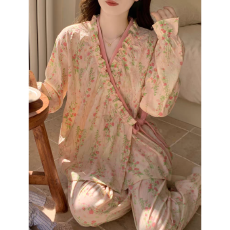 批发2026年春季新款云朵棉绑带<b class='q'>长袖</b>长裤女甜美可爱舒适可外穿家居服