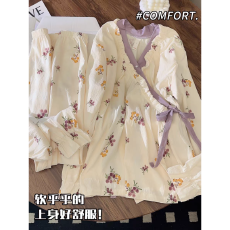 批发2026年春季新款云朵棉绑带<b class='q'>长袖</b>长裤女甜美可爱舒适可外穿家居服