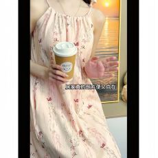 爆款云朵棉带胸垫吊带睡裙小清晰睡衣女大码家居服M-4XL
