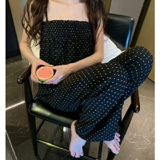 批发云朵棉带胸垫夏季新款甜美清新显瘦蕾丝吊带<b class='q'>睡衣</b>女套装