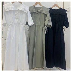 批发2025韩式春款优雅气质<b class='q'>翻领</b>百搭长款<b class='q'>连衣裙</b>