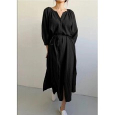 批发春秋新款<b class='q'>棉麻</b>连衣<b class='q'>裙</b>单排扣系带收腰显瘦过膝长款开衫<b class='q'>裙</b>