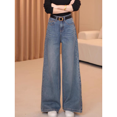 批发2026刺绣阔腿<b class='q'>牛仔裤</b>女春季新款直筒宽松时尚高腰休闲拖地裤