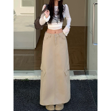 批发后开叉工装牛仔半身裙女2026夏季新款美式复古高级感长裙