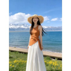 批发初夏日泰式独特绝美多巴胺穿搭配一整套掐腰连衣裙子两件小<b class='q'>套装</b>女