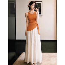 批发初夏日泰式独特绝美多巴胺穿搭配一整套掐腰连衣裙子两件小<b class='q'>套装</b>女