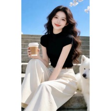 批发淡人高知穿搭一整套韩系漂亮减龄气质上衣阔腿<b class='q'>裤</b><b class='q'>套装</b>女夏2026新款