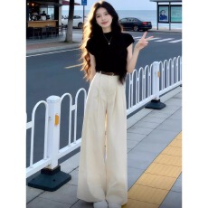 批发淡人高知穿搭一整套韩系漂亮减龄气质上衣阔腿<b class='q'>裤</b><b class='q'>套装</b>女夏2026新款
