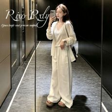 批发小个子巨好看的穿搭一整套女夏防晒开衫外套背心阔腿<b class='q'>裤</b><b class='q'>三件套</b>装秋
