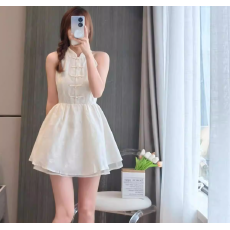 批发2026<b class='q'>夏季</b>国风纯欲感无袖挂脖连衣裙收腰显瘦<b class='q'>旗袍</b>裙A字温柔风短裙