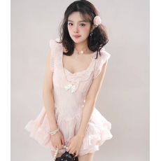 批发甜美小飞袖<b class='q'>连衣</b>裙子女夏日绝美蛋糕小裙子公主风蓬蓬短裙短裤套<b class='q'>装</b>
