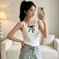 批发温柔纯欲风绑带美背吊带背心女夏内搭外穿辣妹修身短款<b class='q'>上衣</b>