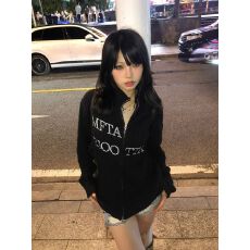 批发黑色双拉链<b class='q'>开衫</b>毛衣女秋冬季美式<b class='q'>外</b><b class='q'>搭</b><b class='q'>长袖</b>针织衫外套