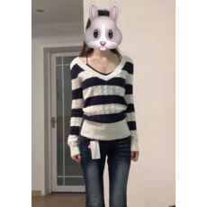 美式复古V领毛衣女秋冬新款辣妹修身显瘦内搭针织衫