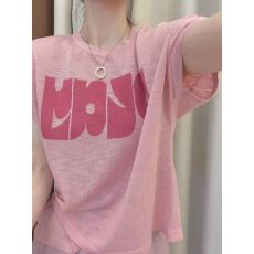批发韩版百搭字母圆领短袖<b class='q'>t</b><b class='q'>恤</b>女夏季新款<b class='q'>宽松</b>休闲薄款上衣