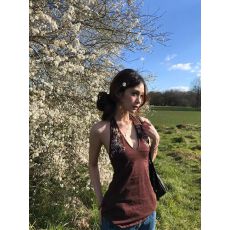 批发法式复古<b class='q'>花朵</b>印花挂脖式背心女夏季显瘦上衣 2026秋季新款 优雅