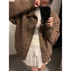 批发美拉德美式复古高级感棕色pu皮衣外套女春秋新款短款<b class='q'>街头</b>潮牌夹