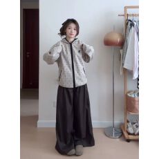 批发韩系波点连帽开衫卫衣女春秋2026新款可爱刺绣慵懒风宽松拉链外