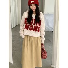 批发美式复古字母提花连帽毛衣女秋季宽松<b class='q'>休闲</b>设计感小个子短款针织