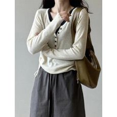 批发正肩假两件长袖t恤女装春季胖MM遮肉显瘦内搭打底衫修身上衣