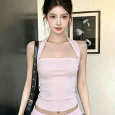 批发美式复古方领吊带<b class='q'>背心女</b>夏季内搭外穿修身显瘦辣妹<b class='q'>运动</b>风无袖上
