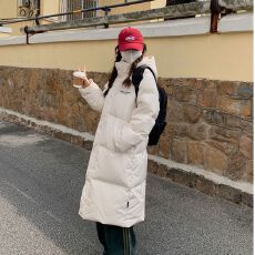 批发米白色长款羽绒棉服女2026冬新款韩版加厚过膝情侣外套 款 优雅
