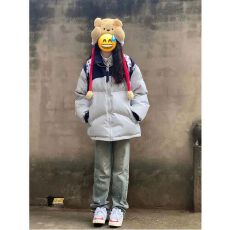 批发立领撞色羽绒棉服女冬新款韩版宽松加厚设计感小众棉袄 款 优雅