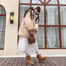 批发冬季新款中长款韩版宽松大毛领棉衣棉服女学生加厚工装开衫外套