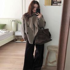 批发大翻领呢子大衣女2026秋冬毛呢外套小个子<b class='q'>赫本</b><b class='q'>风</b>高级感 新款上市