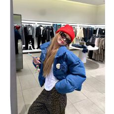 批发*** 蓝色牛仔女冬季棉服宽松面包服立领棉<b class='q'>衣外套</b> 款 秋款上新
