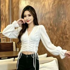 批发秋季女装上衣气质系带<b class='q'>雪纺</b><b class='q'>衬衫</b>设计感小众小个子法式复古<b class='q'>衬衣</b>