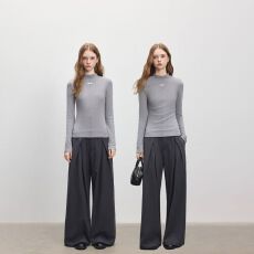 批发简约高级感半高领打底女冬季修身显瘦休闲百搭上衣服 上新款