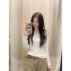 批发极简风亨利领<b class='q'>长袖</b><b class='q'>T</b><b class='q'>恤</b>女2026秋季纽扣设计修身<b class='q'>白色</b>内搭打底衫上衣