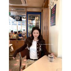 批发澳羊毛天使印花毛衣外套女秋季新款慵懒美拉德咖色<b class='q'>针织衫</b> 上新款