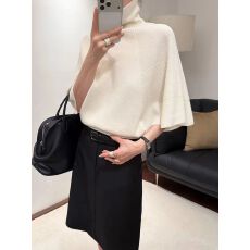 批发法式高领套头蝙蝠袖<b class='q'>针织衫</b>女2026秋冬新款宽松慵懒风内搭毛衣上