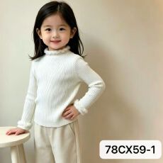 批发优质<b class='q'>包</b><b class='q'>芯</b>纱 2026秋冬新款简约毛绒半高领长袖儿童针织 喜庆过年