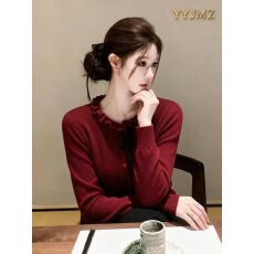 批发老钱风系带针织开衫女秋冬套头毛衣上衣 秋款上新 辣妹风 ins风