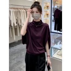 批发时尚半高领针织<b class='q'>T</b><b class='q'>恤</b>女早秋新款五分蝙蝠<b class='q'>袖</b>打底衫宽松遮肉显瘦上衣