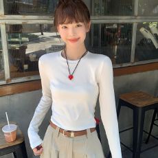 批发*1罗纹 220克 秋冬新款纯欲风辣妹短款长袖t恤女修身显瘦 上新款