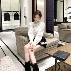批发！荷叶领长袖衬衫女早秋季宽松衬衣小众甜美短款通勤上衣 上新款