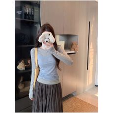 批发两件套 上衣女系带吊带叠穿<b class='q'>长袖</b>T恤<b class='q'>打底衫</b> 秋冬新款 纯欲风 港风