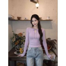 批发韩系打底衫上衣女 2026冬季新款 轻熟风 小众设计感 藏肉显瘦